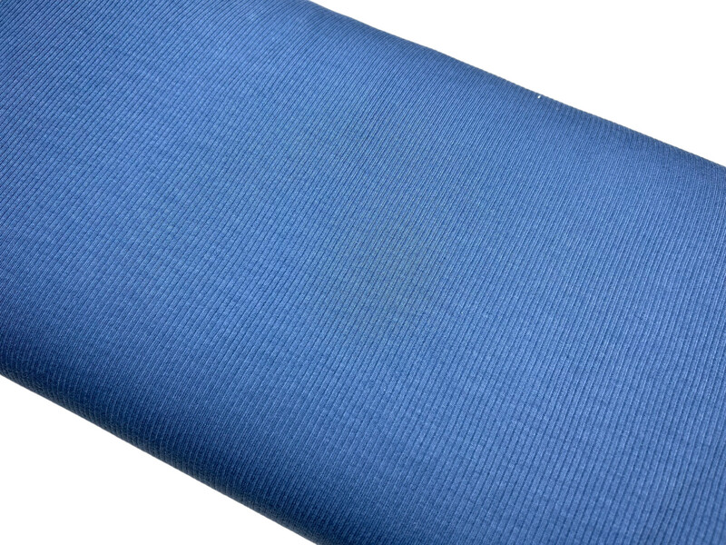 Ribstrick Jersey Jeans Blau