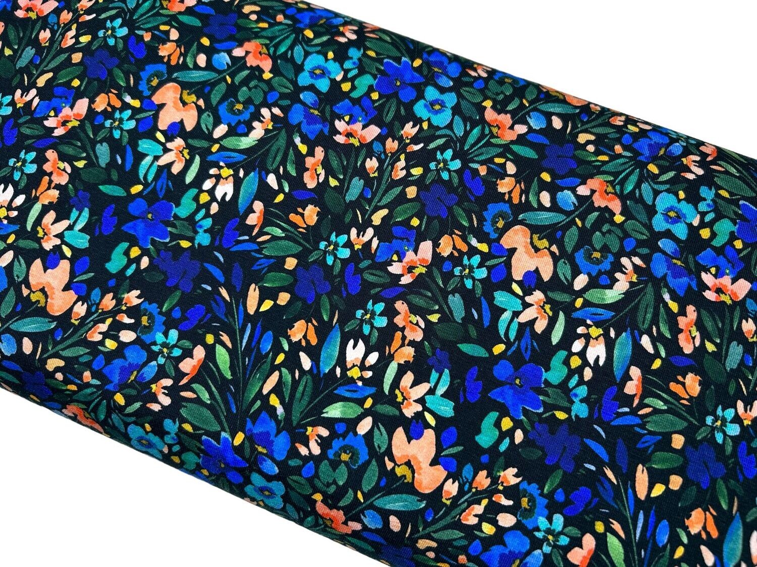 Jersey Digital Wildblumen auf Schwarz