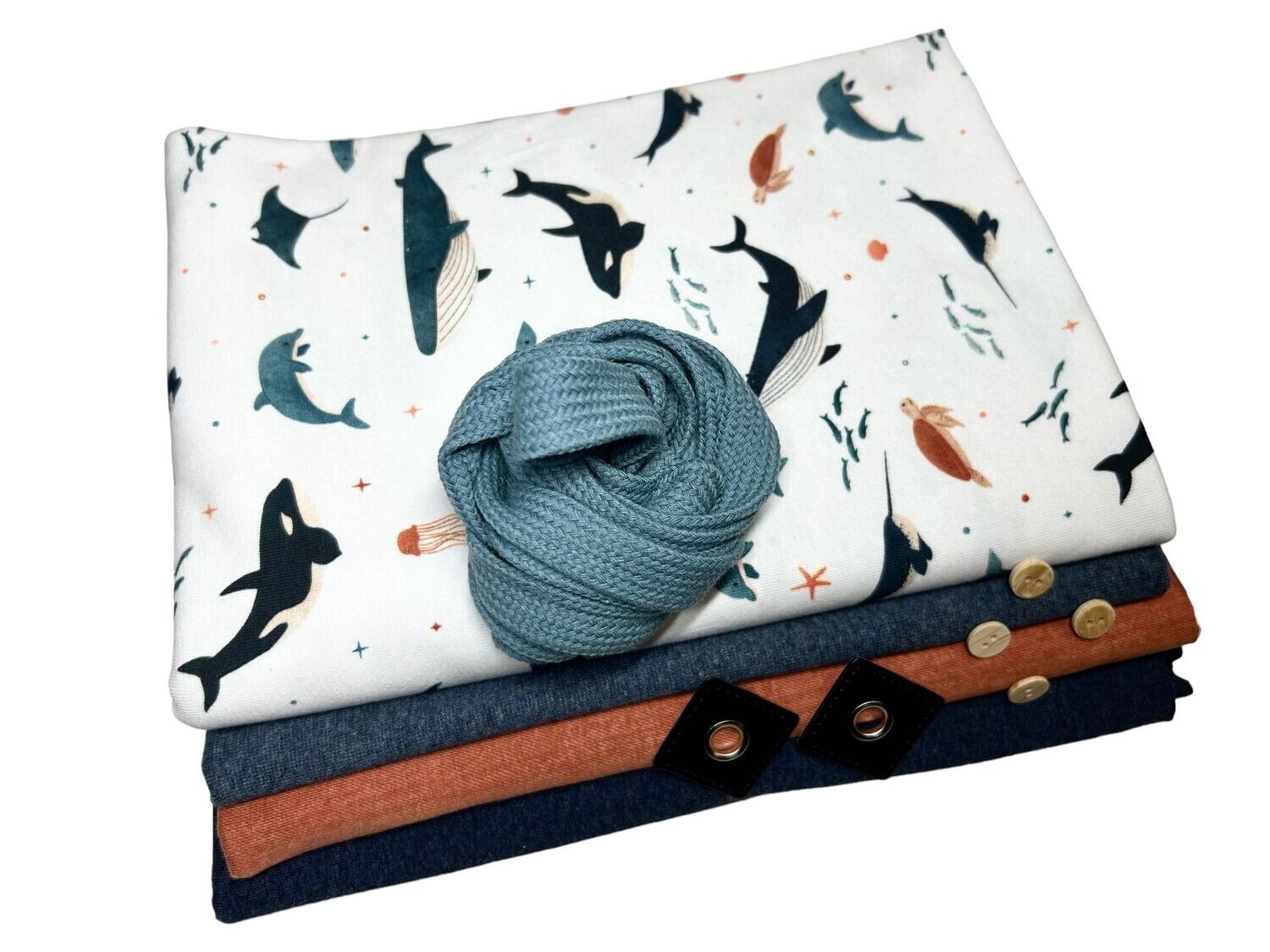 Kleines Jersey Stoffpaket Meerestiere