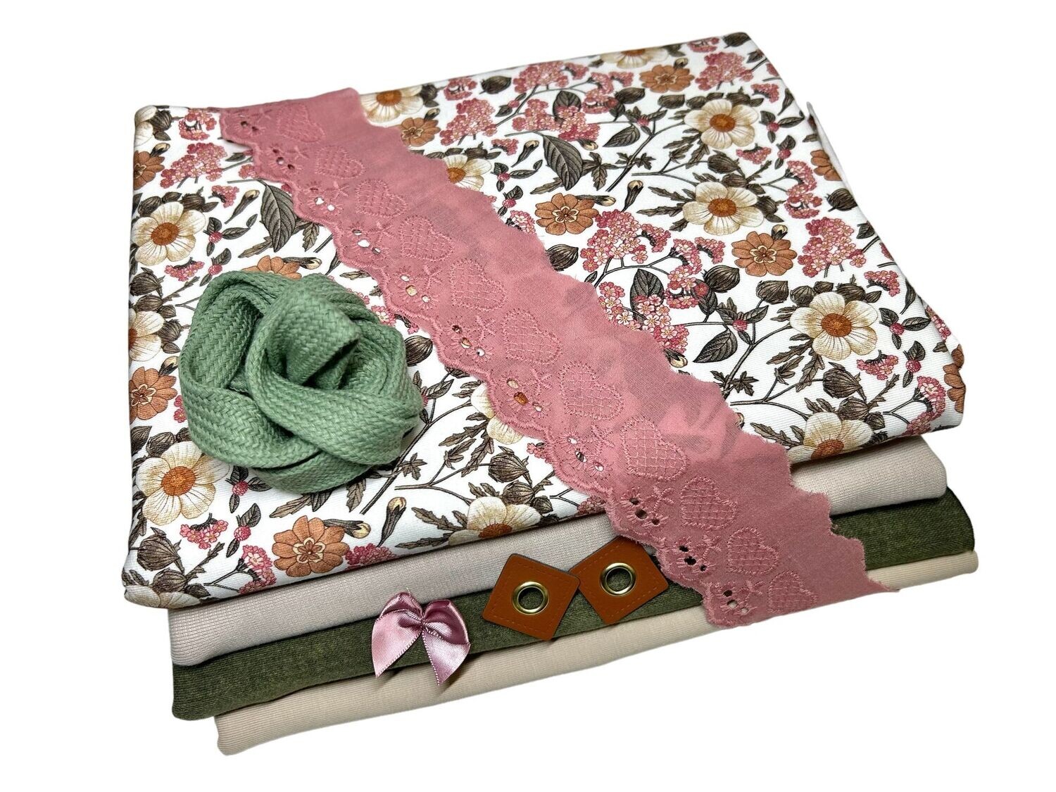 Großes Jersey Stoffpaket Vintage Blumen