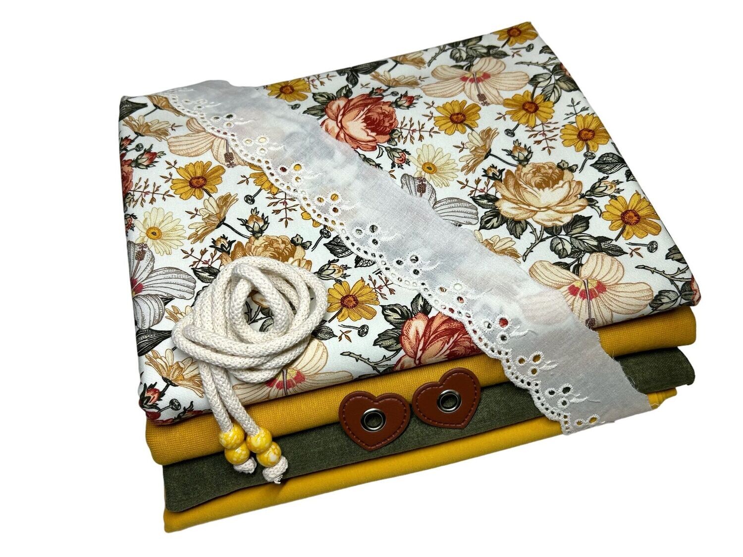 Großes Jersey Stoffpaket Englischer Garten Senfgelb