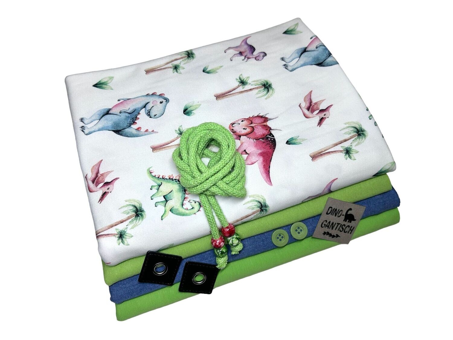 Großes Jersey Stoffpaket Bunte Dinosaurier
