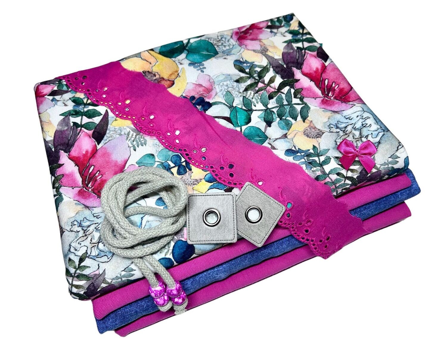 Kleines Jersey Stoffpaket Digital Bunte Blumenmischung