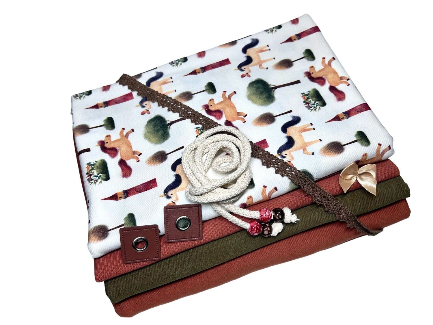 Großes Jersey Stoffpaket Pferde & Burg