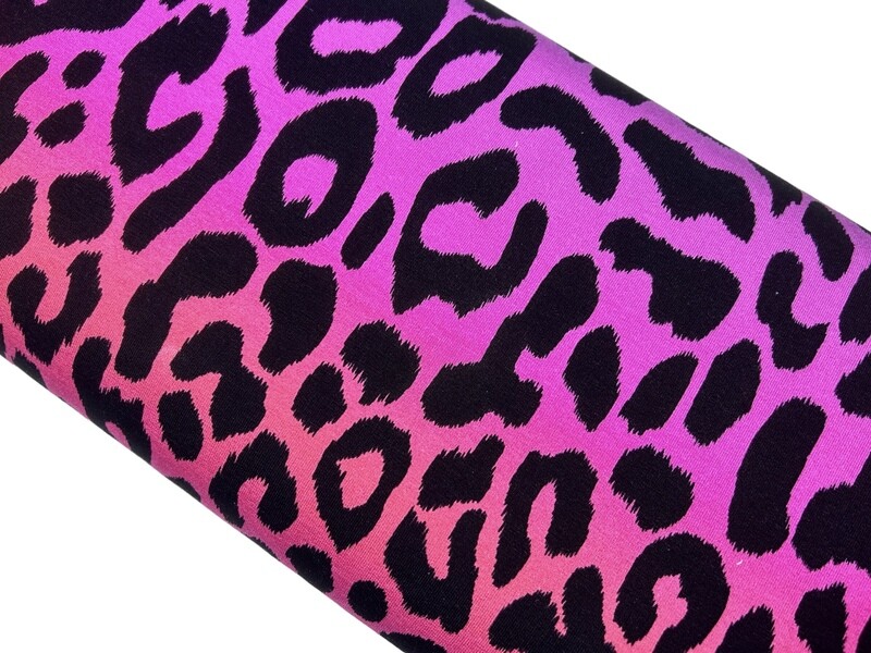 French Terry Digitaldruck Leo-Look Pinker Farbverlauf