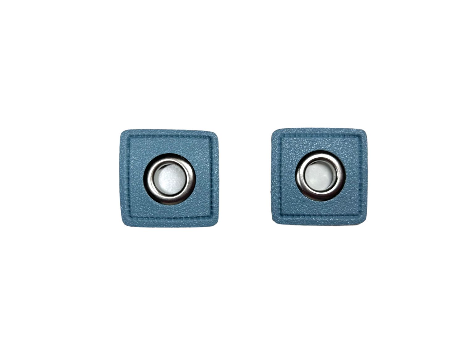 2er Kunstleder Patches mit Ösen Altblau 8mm