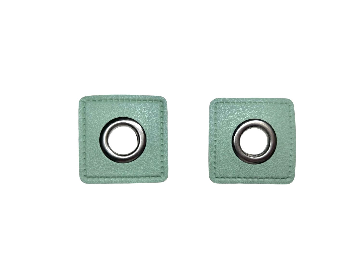 2er Kunstleder Patches mit Ösen Altgrün 8mm