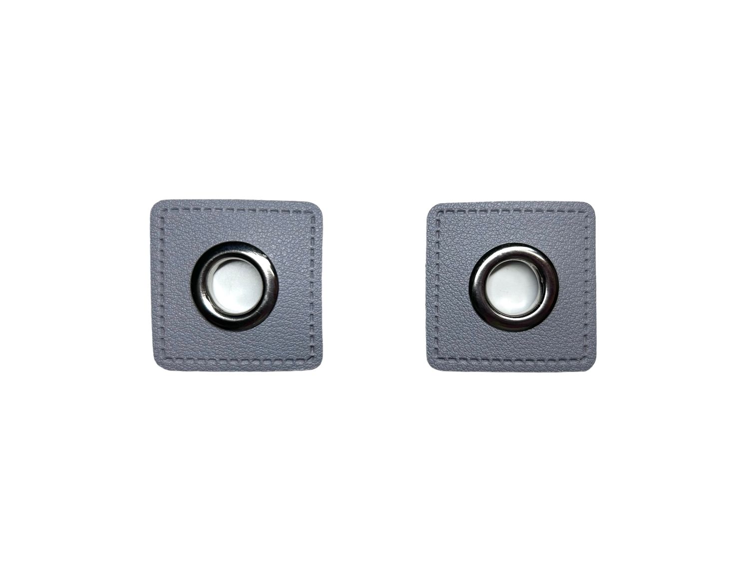 2er Kunstleder Patches mit Ösen Grau 11mm