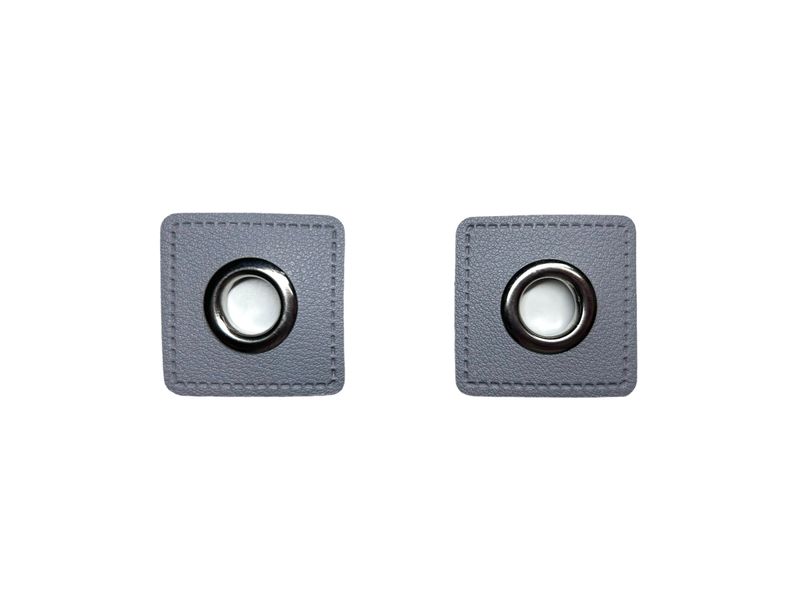 2er Kunstleder Patches mit Ösen Grau 11mm 2er Kunstleder Patches mit Ösen Grau 11mm
