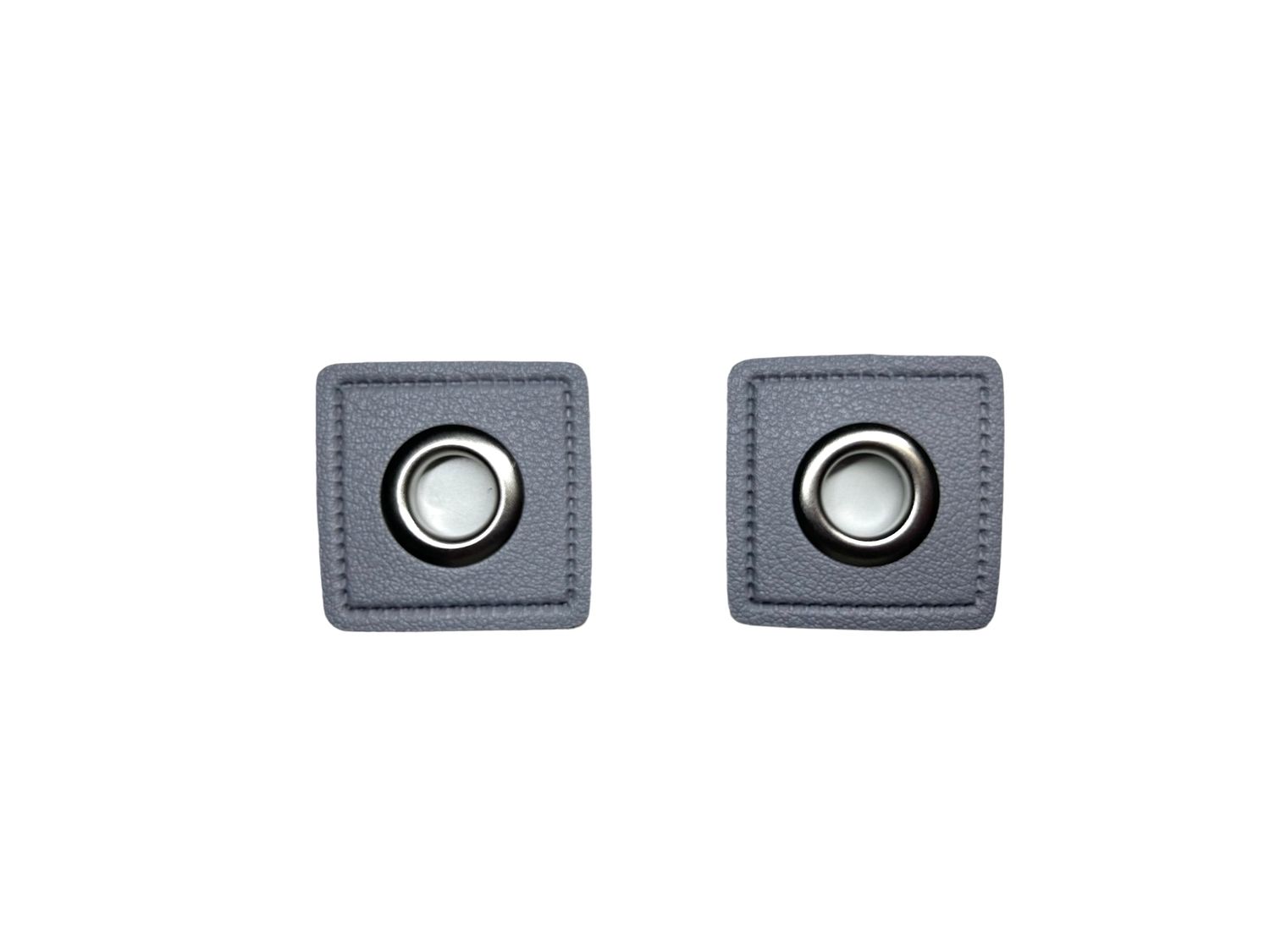 2er Kunstleder Patches mit Ösen Grau 8mm
