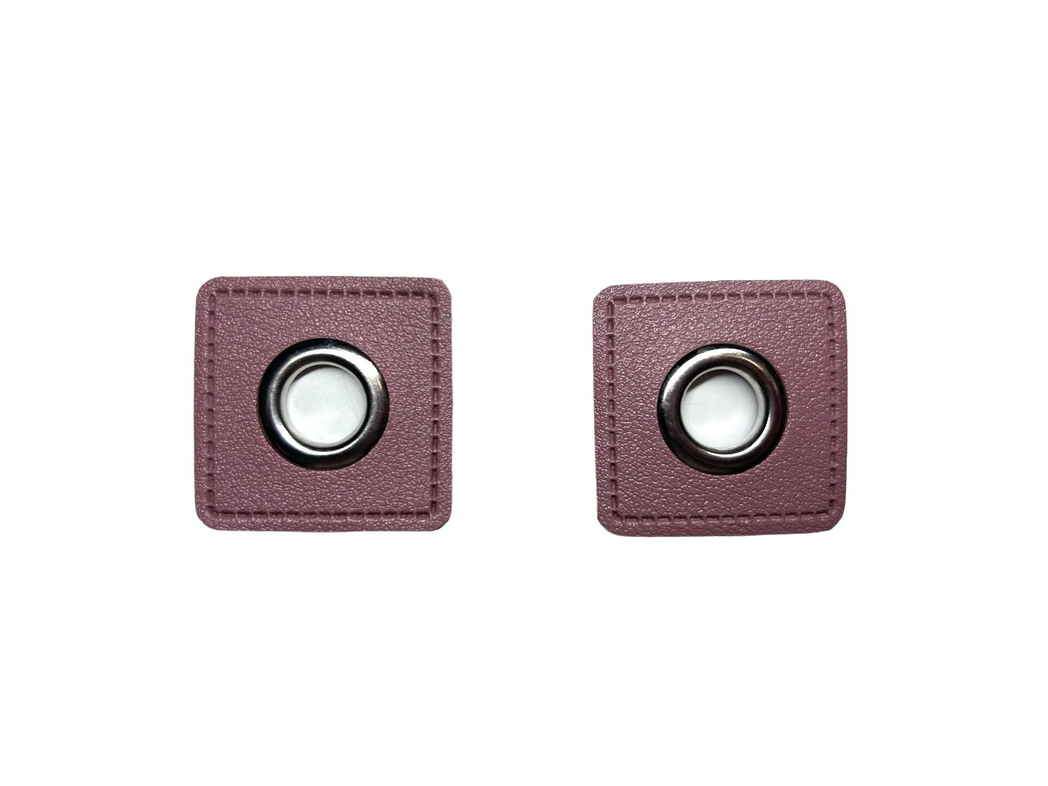 2er Kunstleder Patches mit Ösen Altmauve 11mm