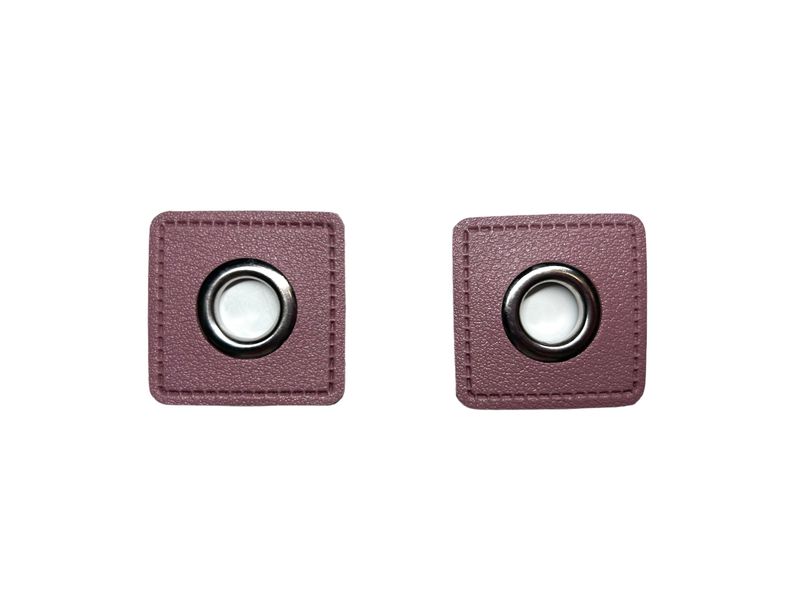 2er Kunstleder Patches mit Ösen Altmauve 11mm