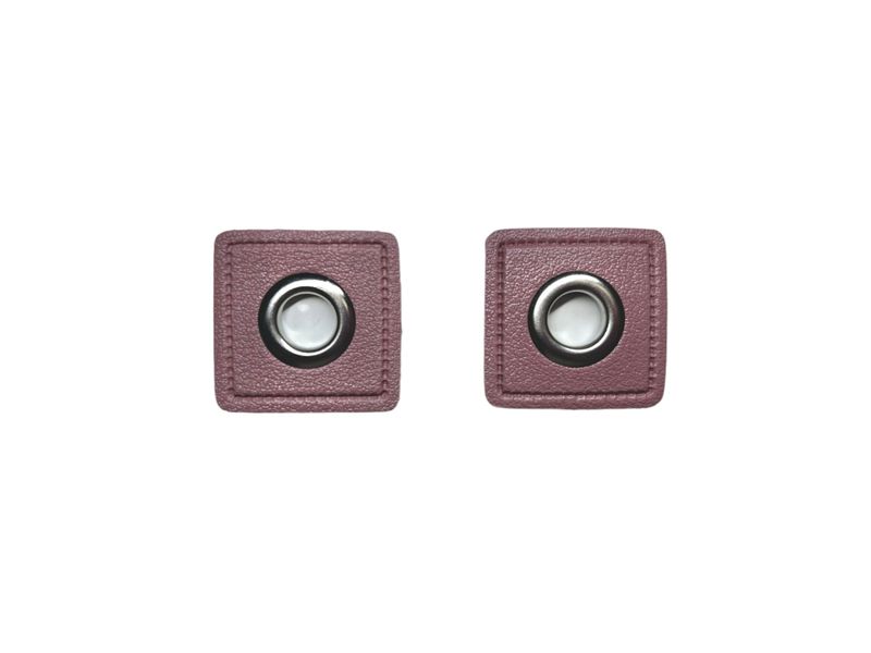 2er Kunstleder Patches mit Ösen Altmauve 8mm