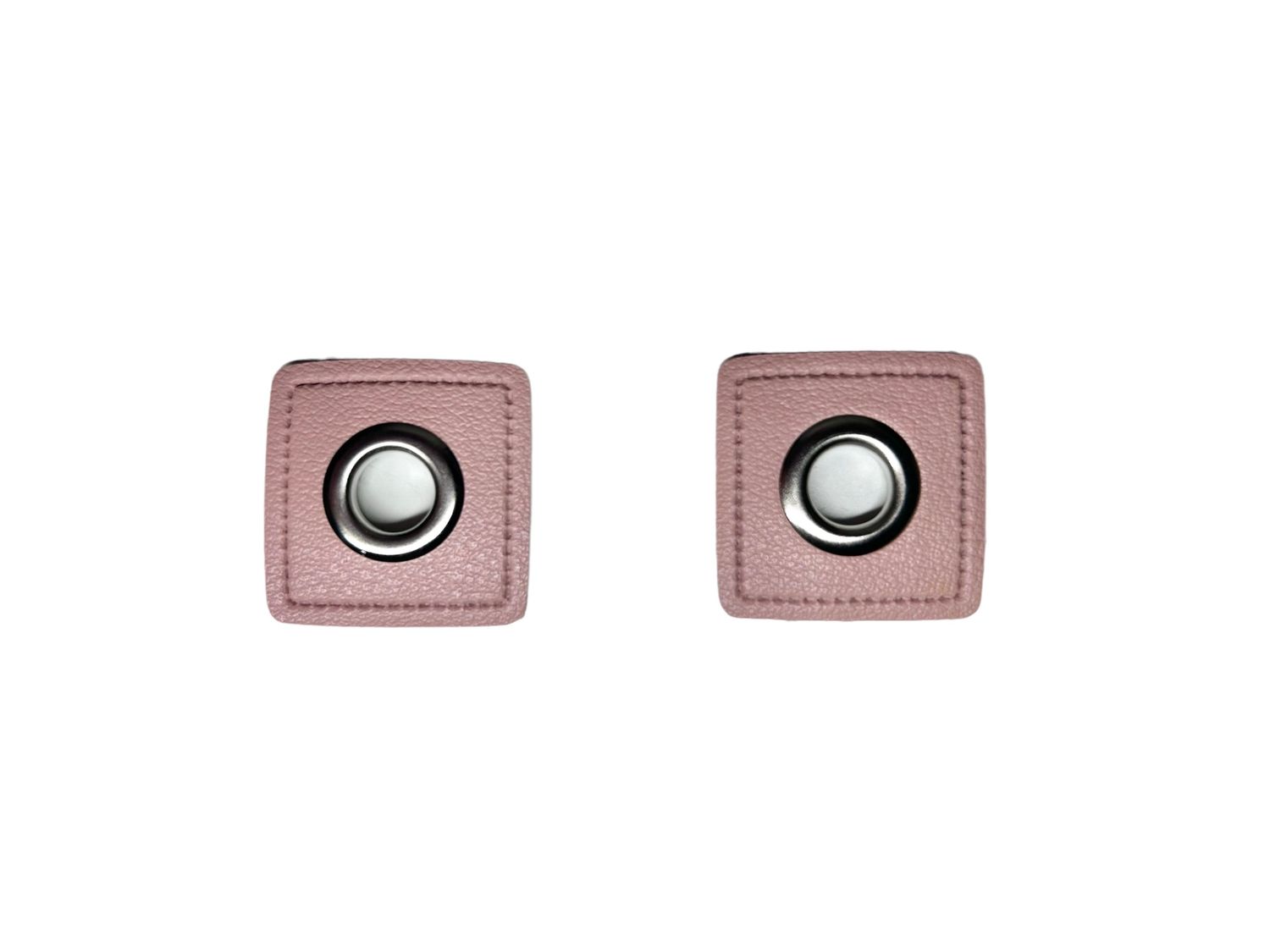 2er Kunstleder Patches mit Ösen Hellrosa 8mm