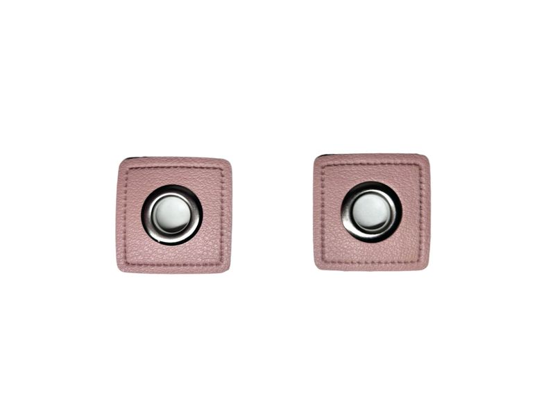 2er Kunstleder Patches mit Ösen Hellrosa 8mm