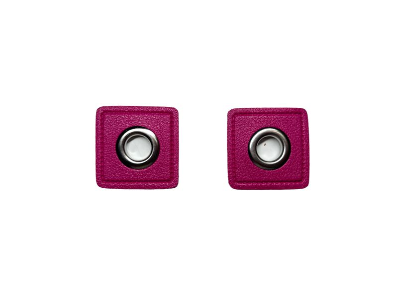 2er Kunstleder Patches mit Ösen Fuchsia 8mm