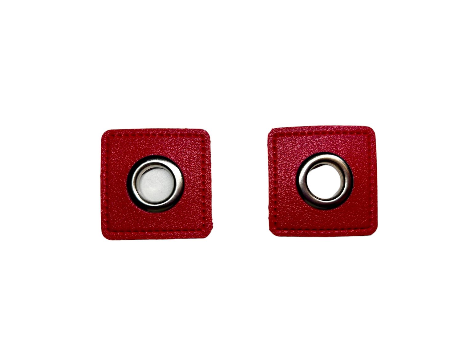 2er Kunstleder Patches mit Ösen Rot 11mm