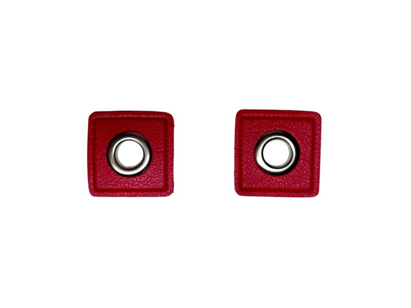 2er Kunstleder Patches mit Ösen Rot 8mm
