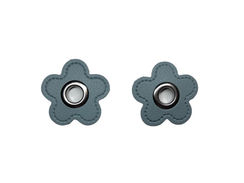 2er Kunstleder Patches mit Ösen Seegrün 8mm
