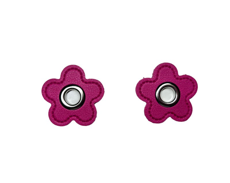 2er Kunstleder Patches mit Ösen Fuchsia 8mm