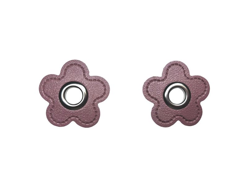 2er Kunstleder Patches mit Ösen Altmauve 8mm