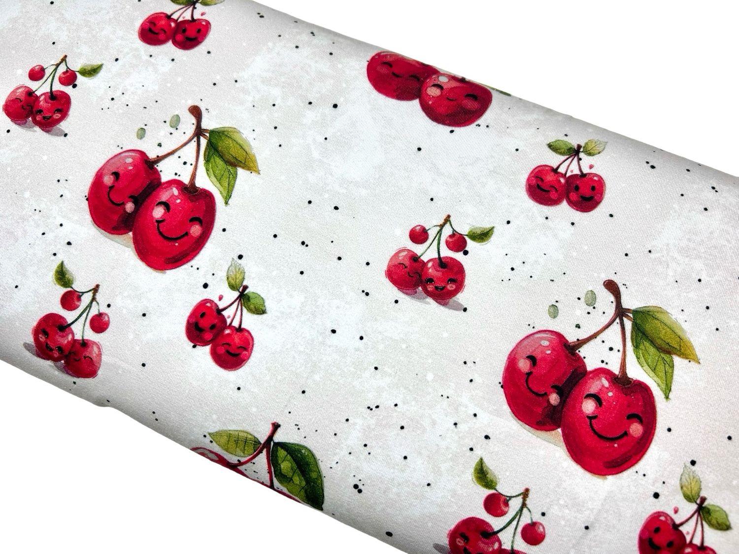 Jersey BIO Qualität Sweet Cherry auf Beige
