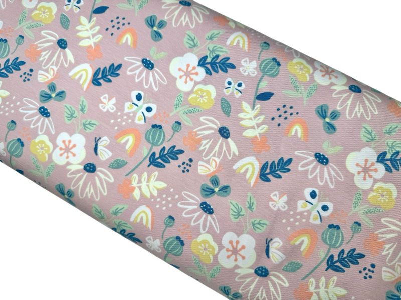 Jersey Blumen und Regenbogen auf Rosa