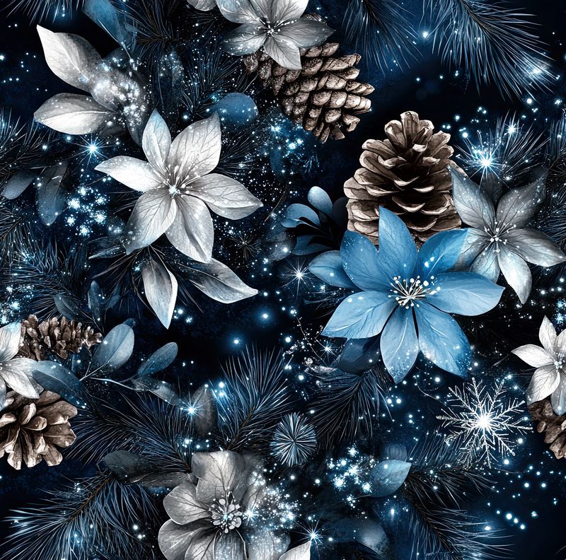 VORBESTELLUNG Jersey BIO Qualität Weihnachtsblume Blau