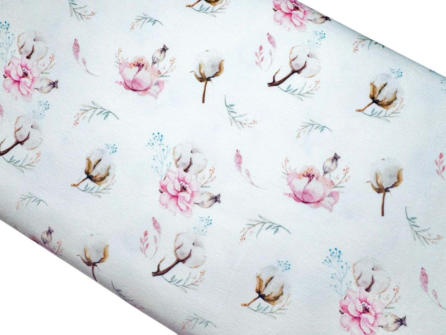 Jersey weiß rosa Blumen Jersey weiß rosa Blumen