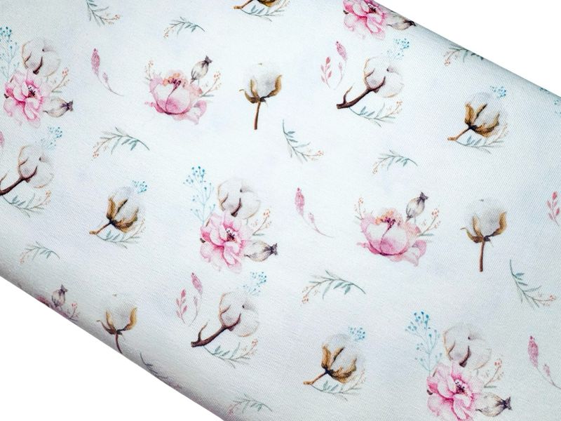 Jersey weiß rosa Blumen