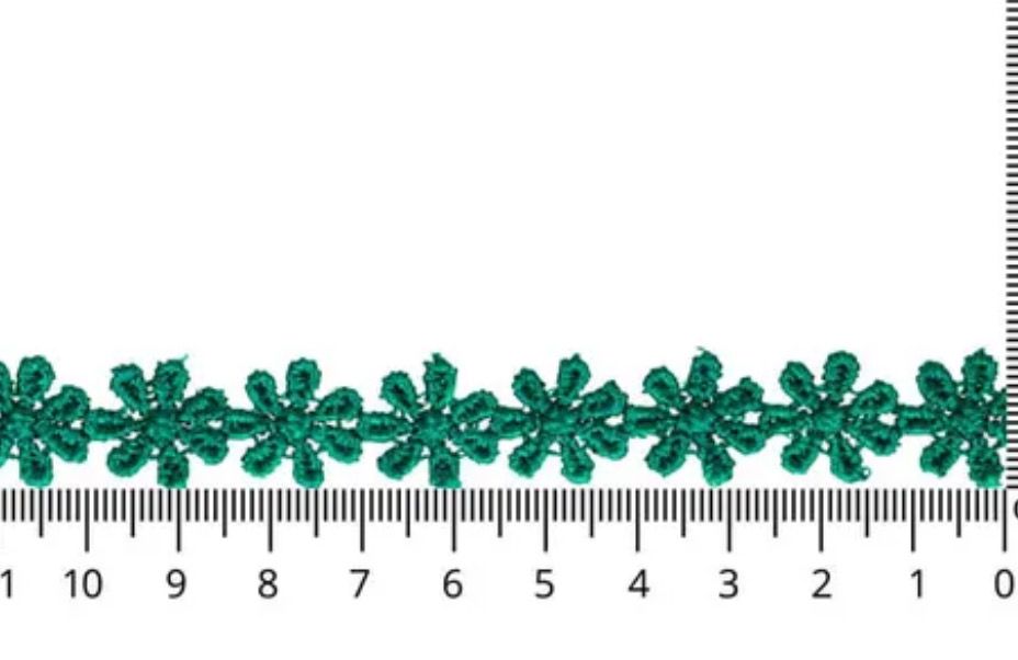 Baumwoll Spitzenborte mit Blümchen Smaragdgrün Baumwoll Spitzenborte mit Blümchen Smaragdgrün