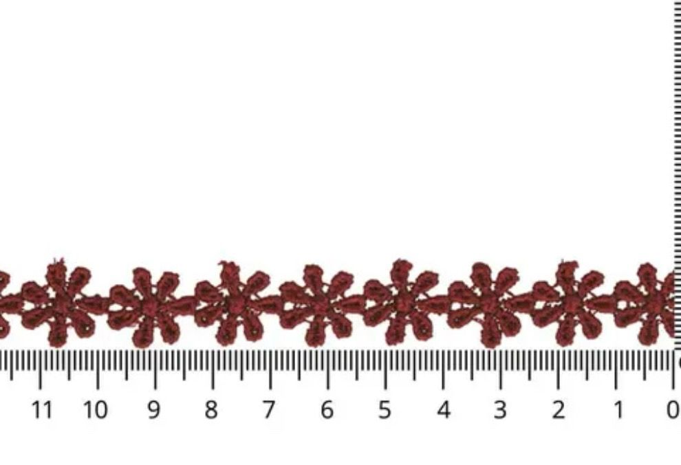 Baumwoll Spitzenborte mit Blümchen Weinrot Baumwoll Spitzenborte mit Blümchen Weinrot