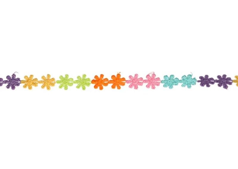 Baumwoll Spitzenborte mit bunten Blümchen, 12mm