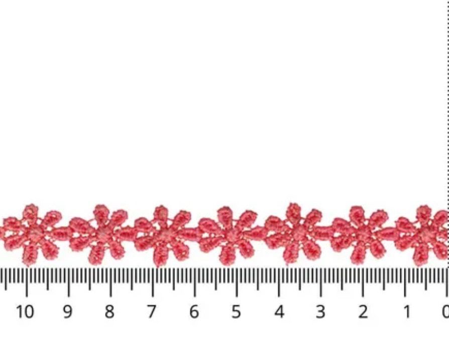 Baumwoll Spitzenborte mit Blümchen Himbeere Rosa Baumwoll Spitzenborte mit Blümchen Himbeere Rosa