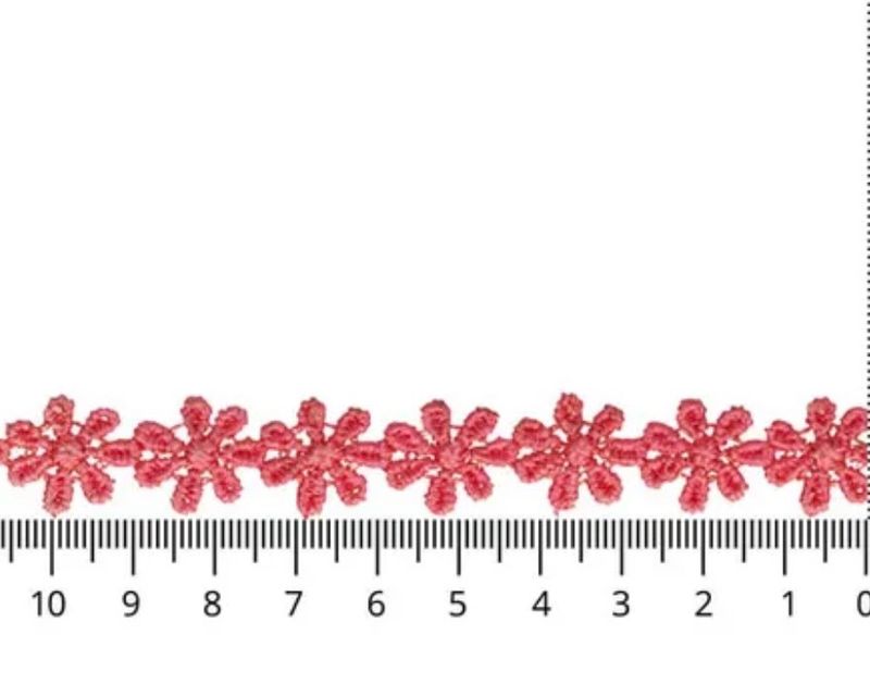 Baumwoll Spitzenborte mit Blümchen Himbeere Rosa
