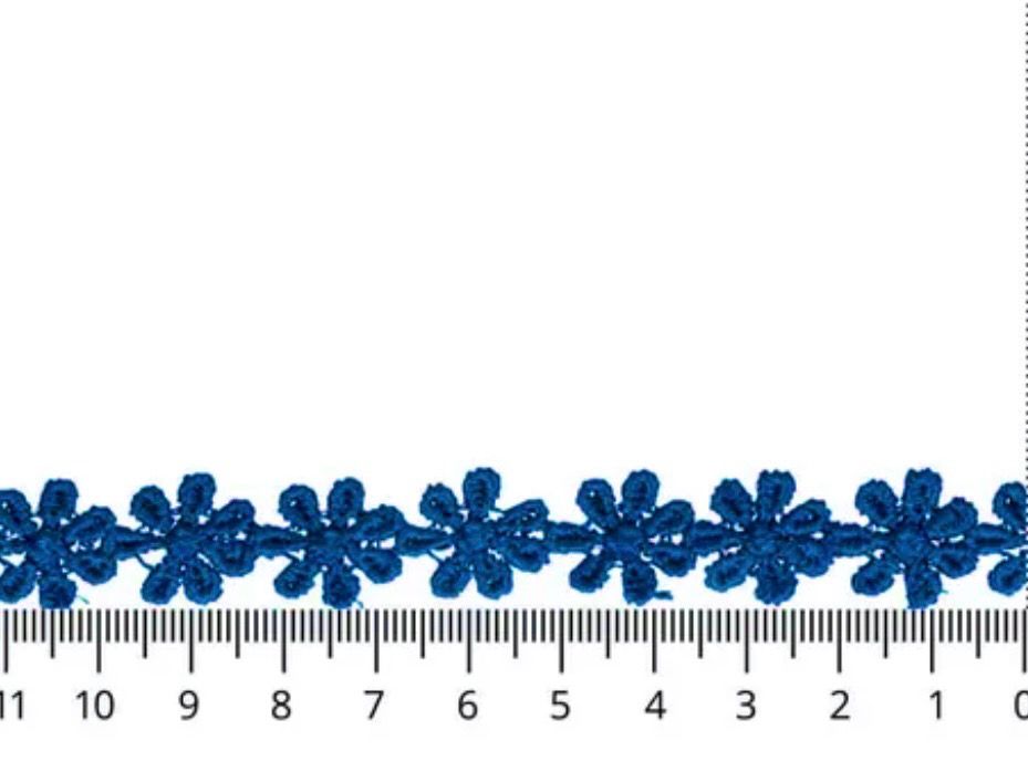 Baumwoll Spitzenborte mit Blümchen Royalblau Baumwoll Spitzenborte mit Blümchen Royalblau