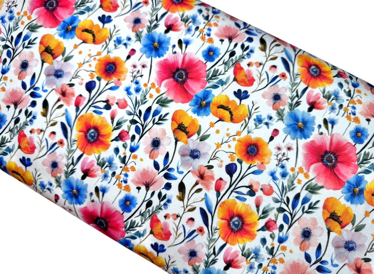 Jersey BIO QUALITÄT Bunte Mohnblumen Jersey BIO QUALITÄT Bunte Mohnblumen