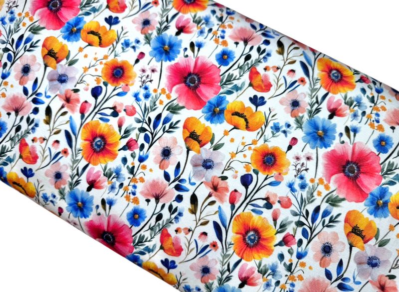 Jersey BIO QUALITÄT Bunte Mohnblumen