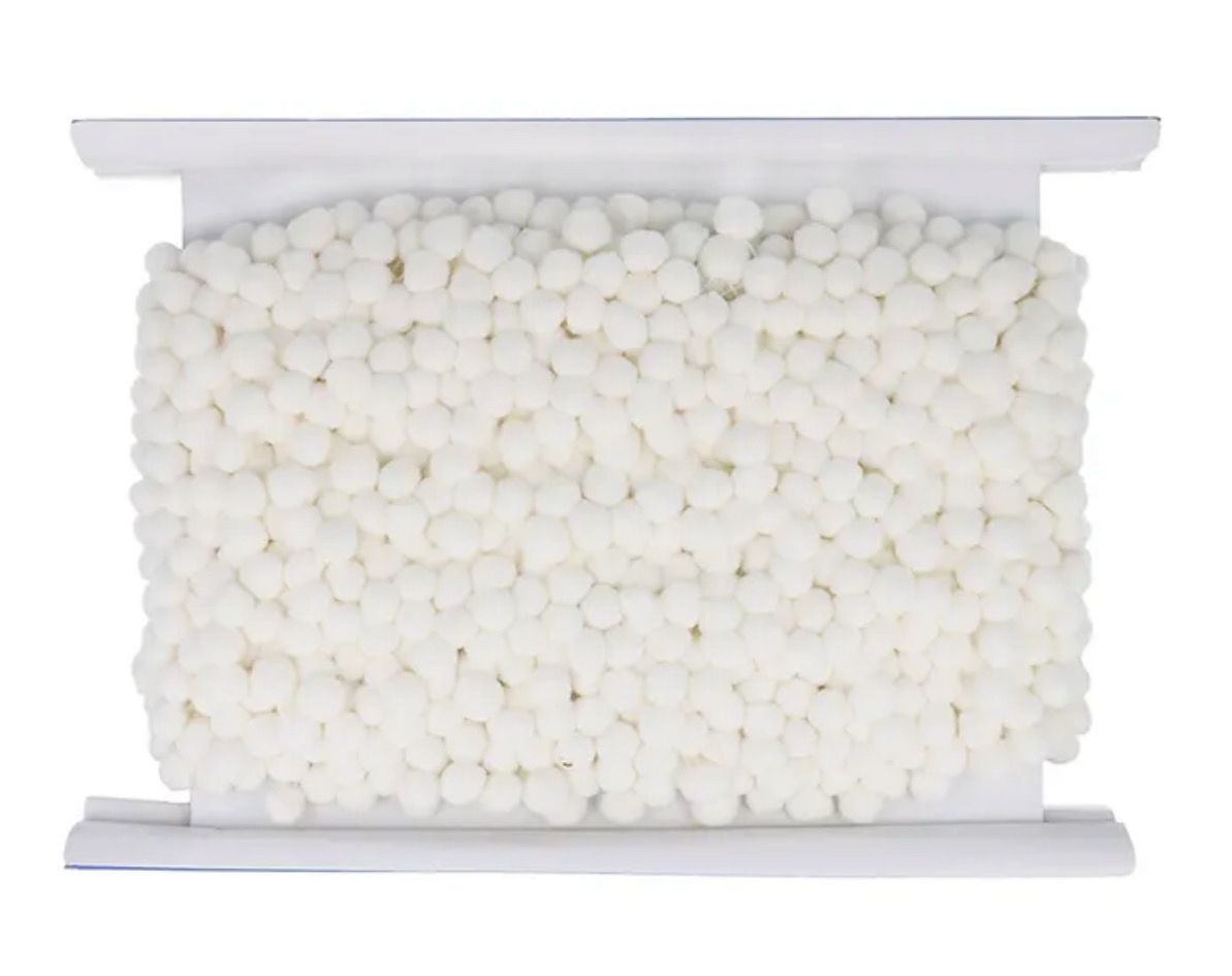 Pompon-Borte Weiß Pompon-Borte Weiß