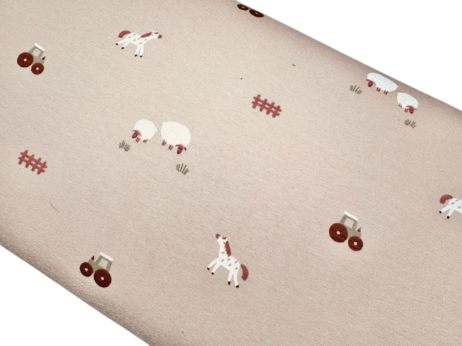 Jersey Bauernhof auf Beige Jersey Bauernhof auf Beige