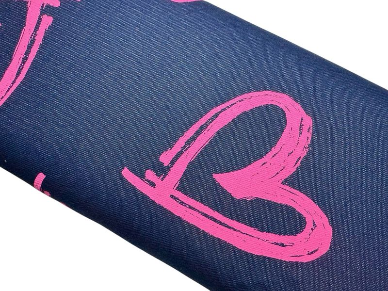 French Terry Jeans Look Neon Print Herzen