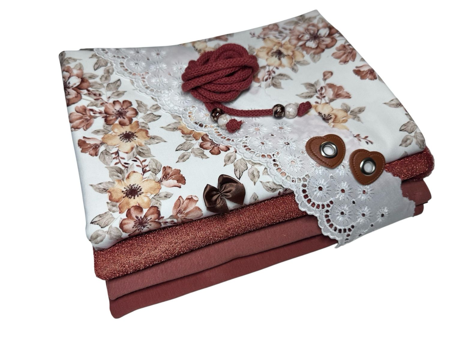 Kleines Jersey Stoffpaket Französische Blume Kakao Kleines Jersey Stoffpaket Französische Blume Kakao