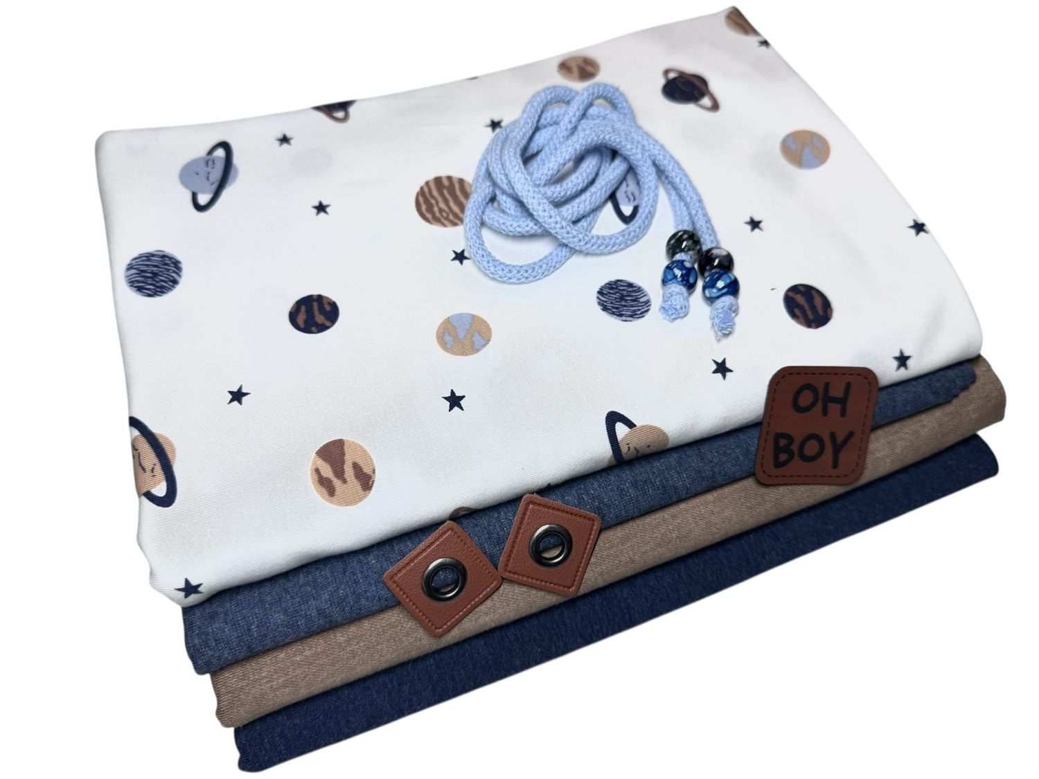 Kleines Jersey Stoffpaket Planeten in Blautönen Kleines Jersey Stoffpaket Planeten in Blautönen