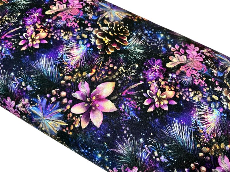 French Terry Weihnachtsblume Rosa-Violett French Terry Weihnachtsblume Rosa-Violett