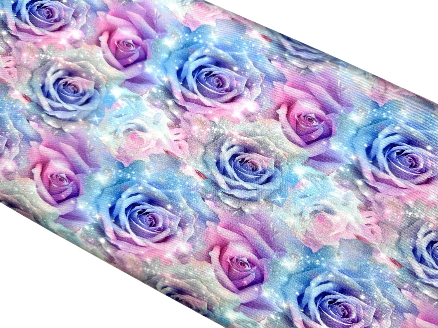 Jersey BIO QUALITÄT Blau-Rosa Rosen mit Sternenstaub