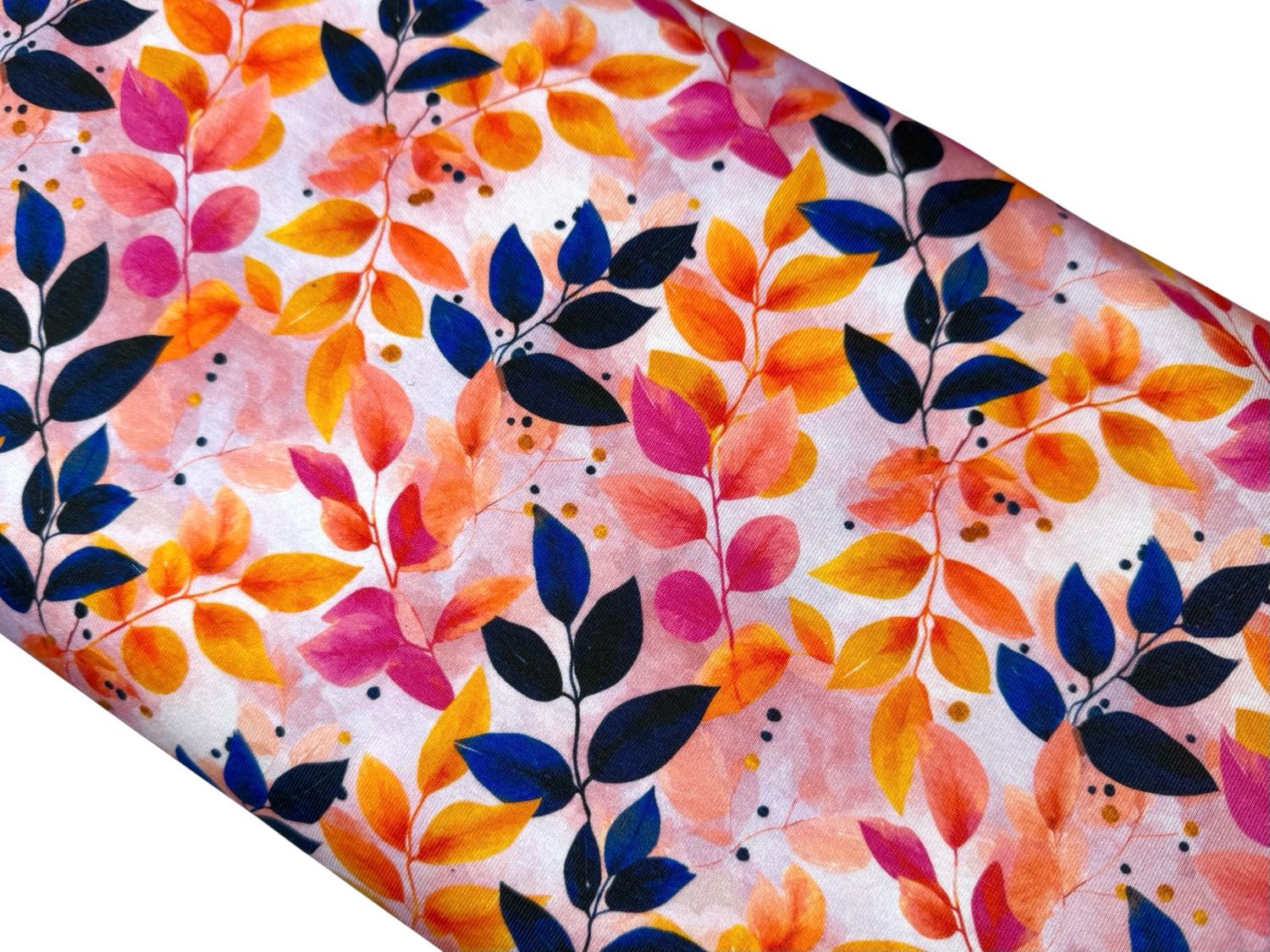 Bio Jersey Happy Leaves auf Rosa