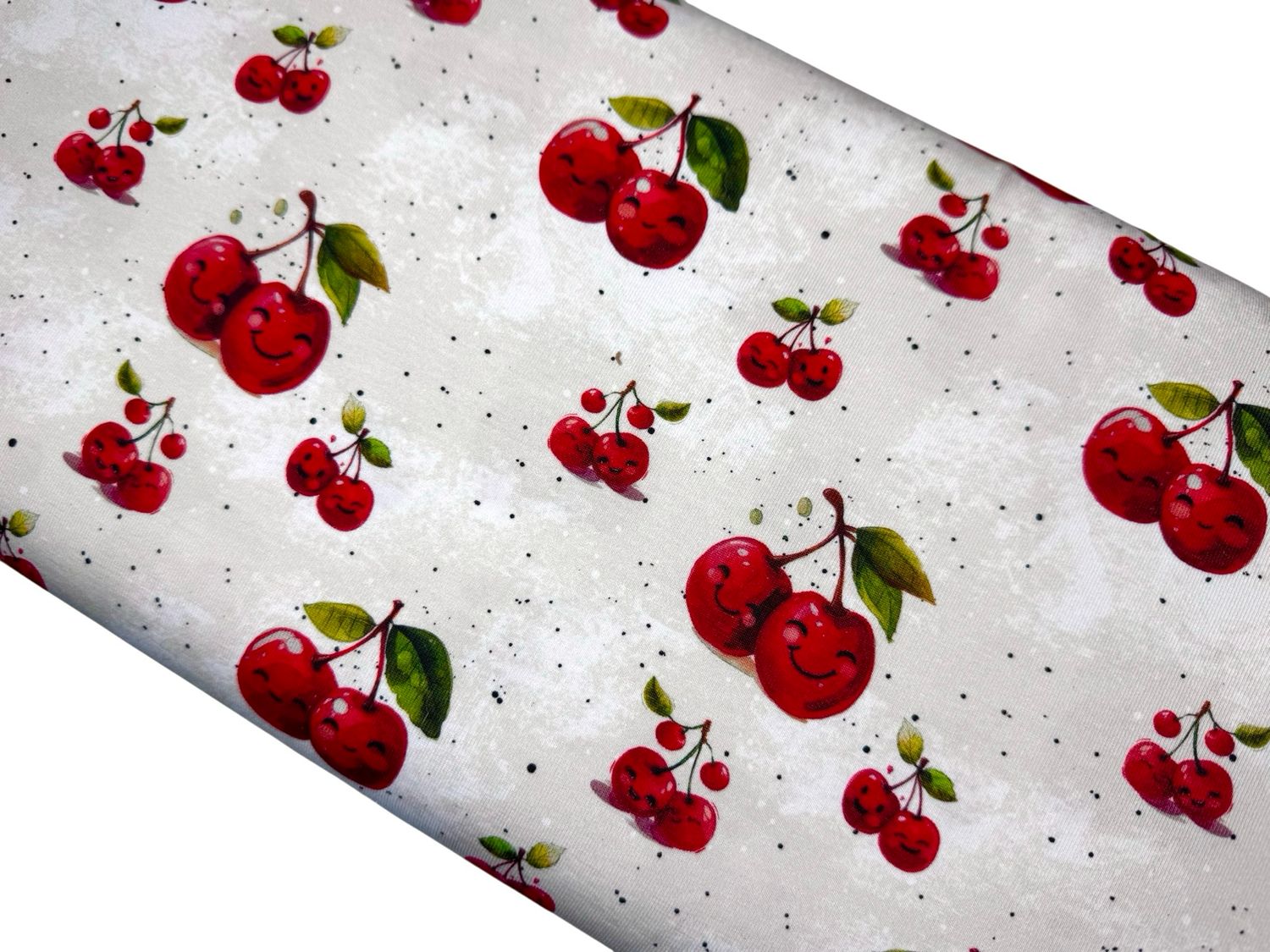 Bio Jersey Kirschen auf Beige Bio Jersey Kirschen auf Beige