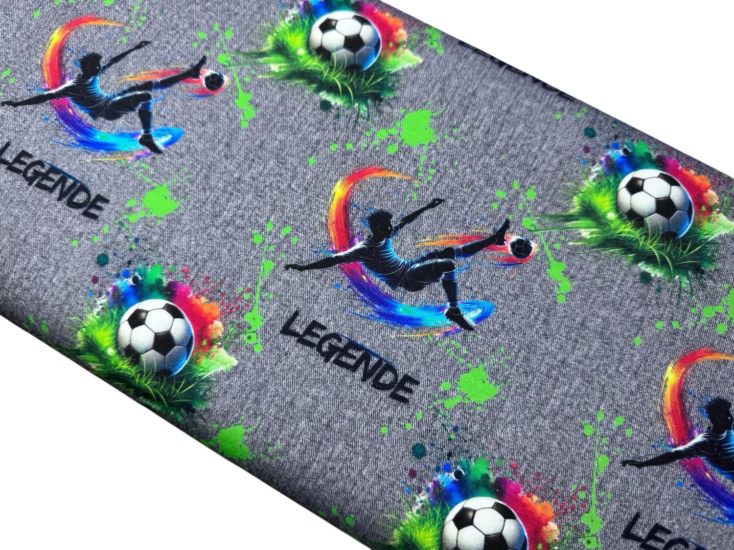 Bio Jersey Fußballlegende auf Jeansmuster Bio Jersey Fußballlegende auf Jeansmuster