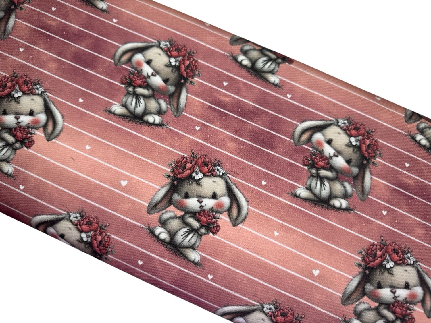 Bio Jersey Blütenhäschen mit Streifen Bio Jersey Blütenhäschen mit Streifen