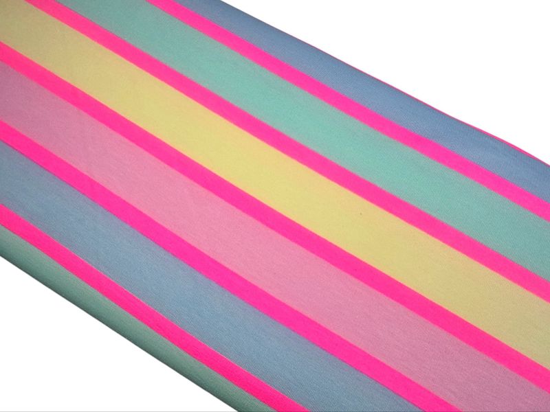 French Terry Neon Multi Stripes Pink French Terry Neon Multi Stripes Pink